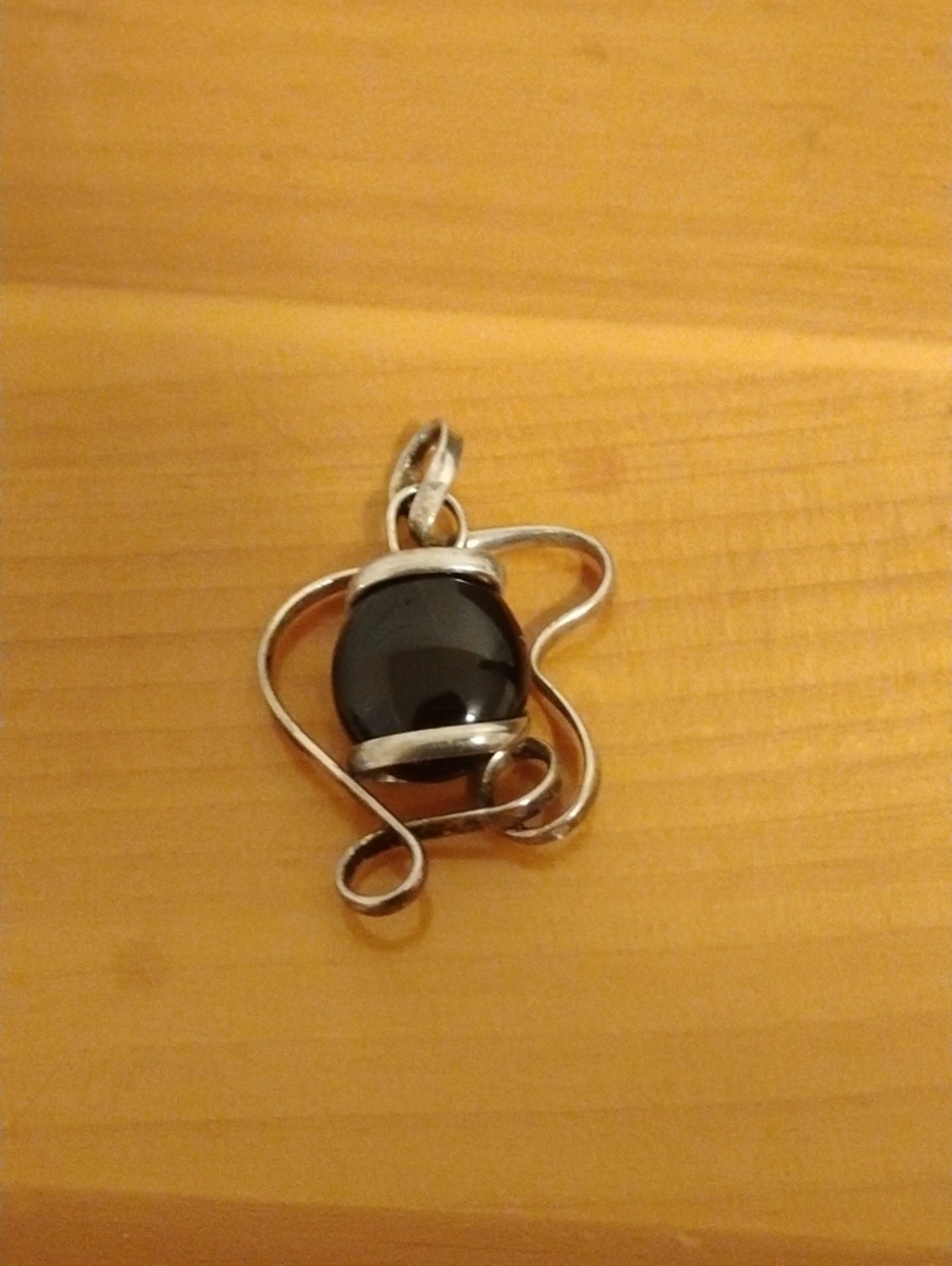 Sterling Silver Black Onyx Swirl Pendant